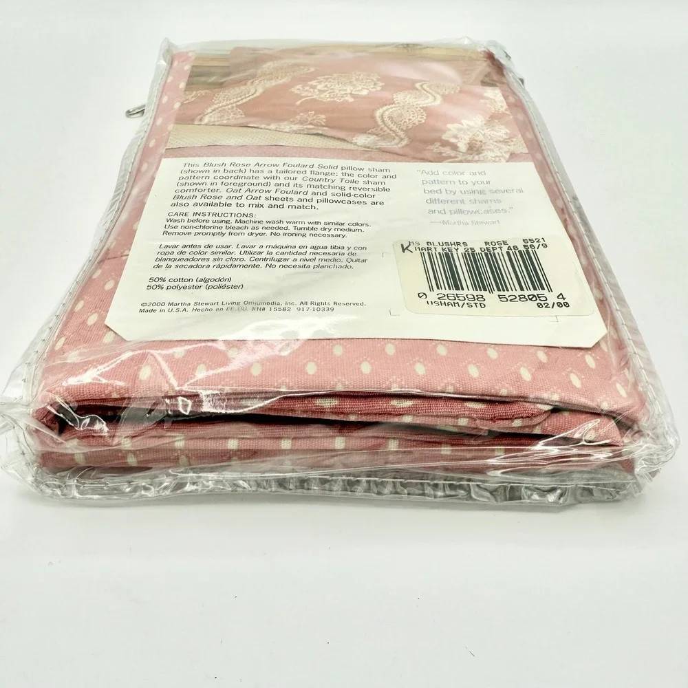 Martha Stewart Std Sham‎ 2000 Pink Rose Dot Floral Vintage Cottagecore Bedding